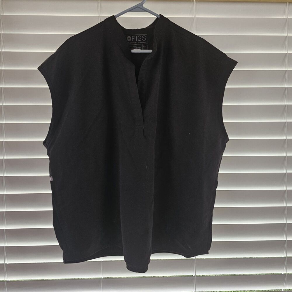 FIGS Women's Oversized Rafaela Black Sleeveless Scrub Top Size XXL